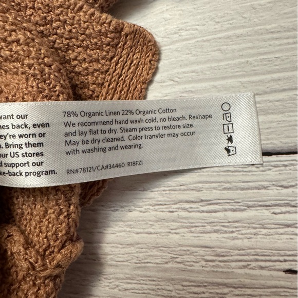 Eileen Fisher Organic Linen Cotton V-Neck Knit Top Warm Tan M, Capsule Wardrobe - Picture 8 of 9